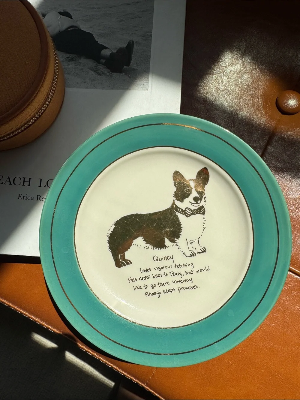 Anthropologie | Quincy Corgi Dog Biography Canape Plate ~ 6.25”